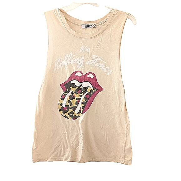 Anthropologie ROLLING STONES Tank Top Sz M Leopard Lip Sleeveless Graphic Print - Picture 5 of 11